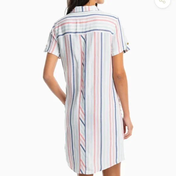 SOUTHERN TIDE KAMRYN STRIPED SHIRT DRESS CLASSIC WHITE - Picture 3 of 9